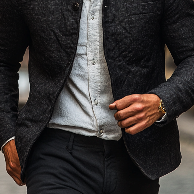 Men's Blended Stand Collar Single-breasted Jacket MTA0866I2X