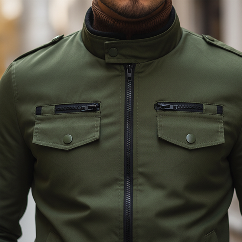 Men's Retro Cotton Blend Multi-Pocket Zipper Jacket MTA1913K3P