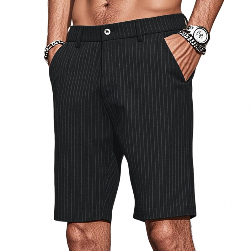 Men's Casual Cotton Blend Striped Straight Fit Suit Shorts MTA1037F2M