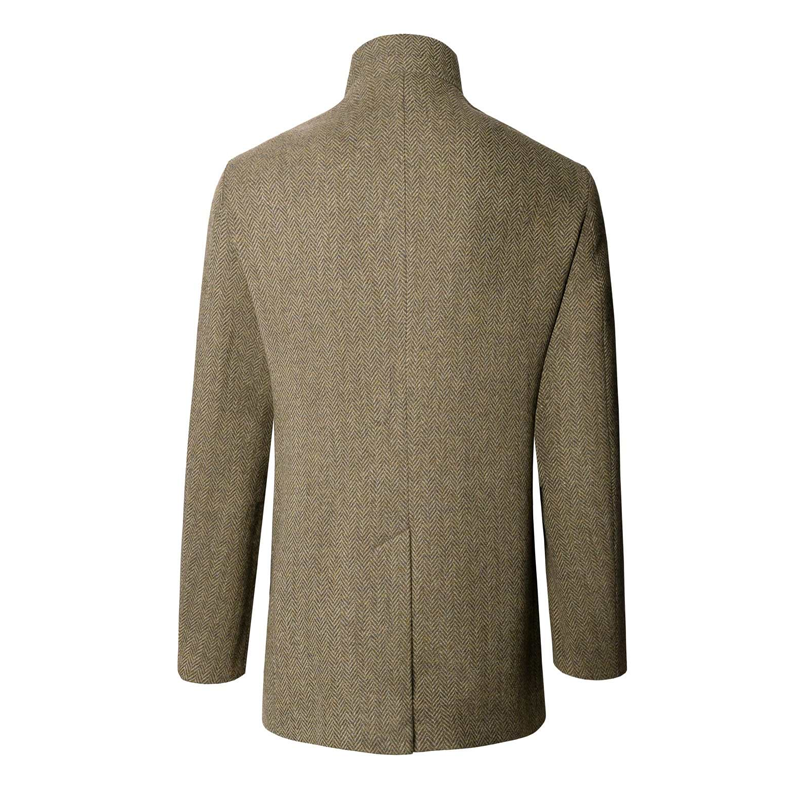 Men's Herringbone Stand Collar Single-Breasted Casual Coat MTA1668I5Z