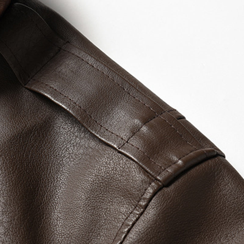 【Envío en 24 horas】Chaqueta bomber de cuero con doble cuello y manga larga con cremallera para hombre, estilo vintage, 26675178M