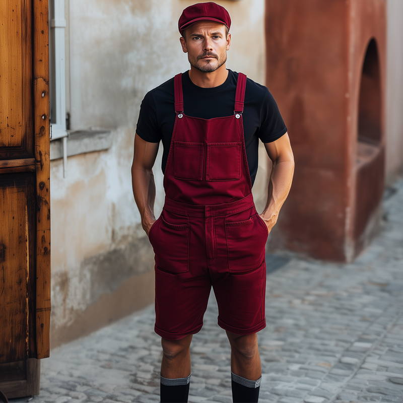 Men's Summer Multi-Pocket Vintage Denim Overalls MTA1128F6U