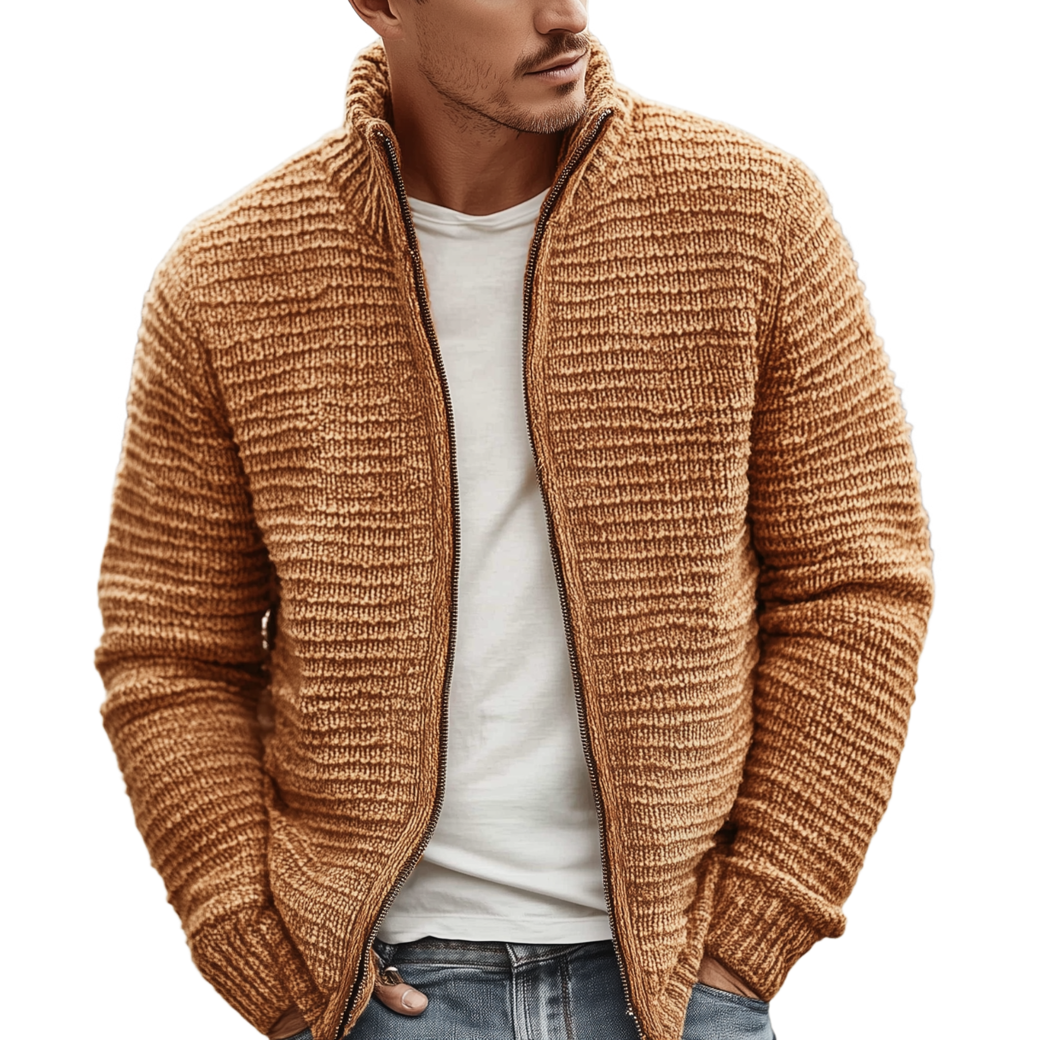 Men's Classic Casual Stand Collar Zipper Cardigan MTA2729J9K