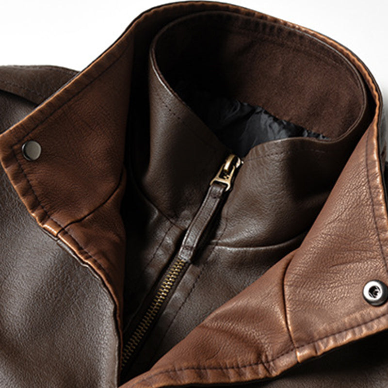 【Envío en 24 horas】Chaqueta bomber de cuero con doble cuello y manga larga con cremallera para hombre, estilo vintage, 26675178M