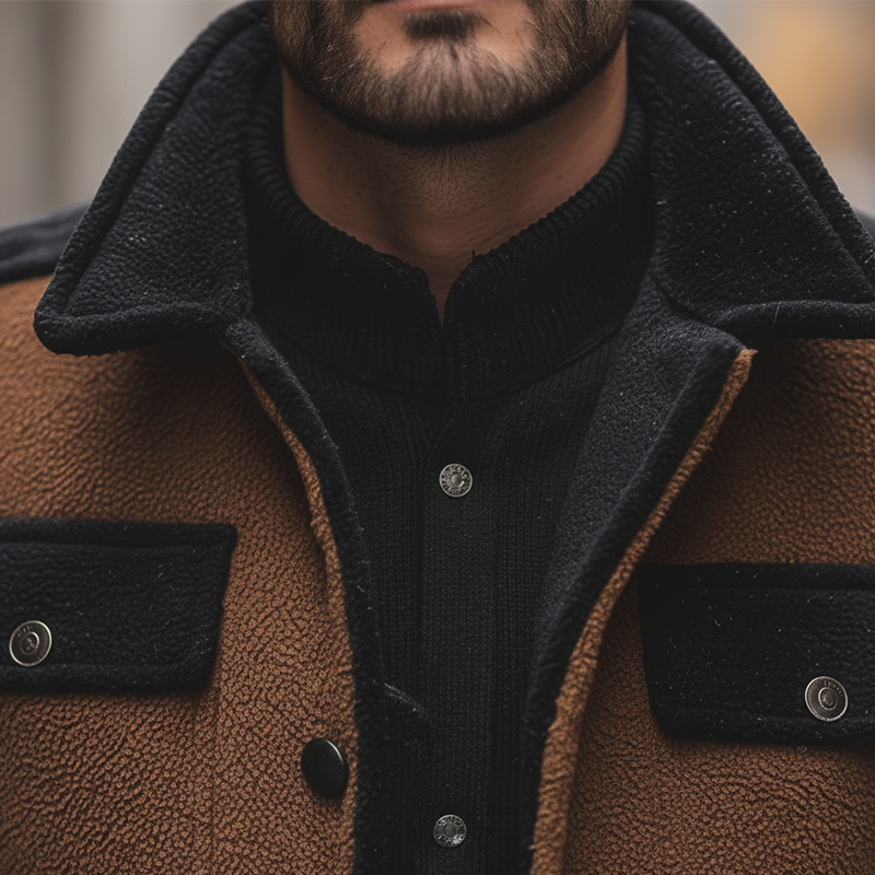 Men's Winter Retro Fleece Warm Button Jacket MTA2761K8P