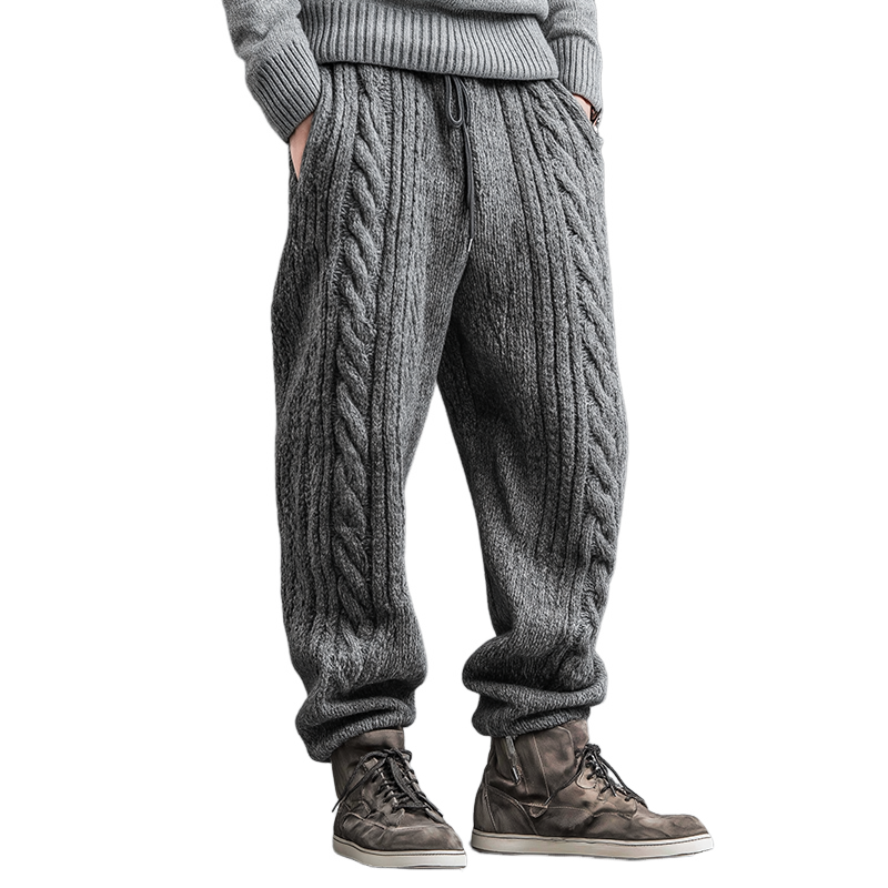 Men's Retro Casual Cable Knit Trousers MTA2499J6TO