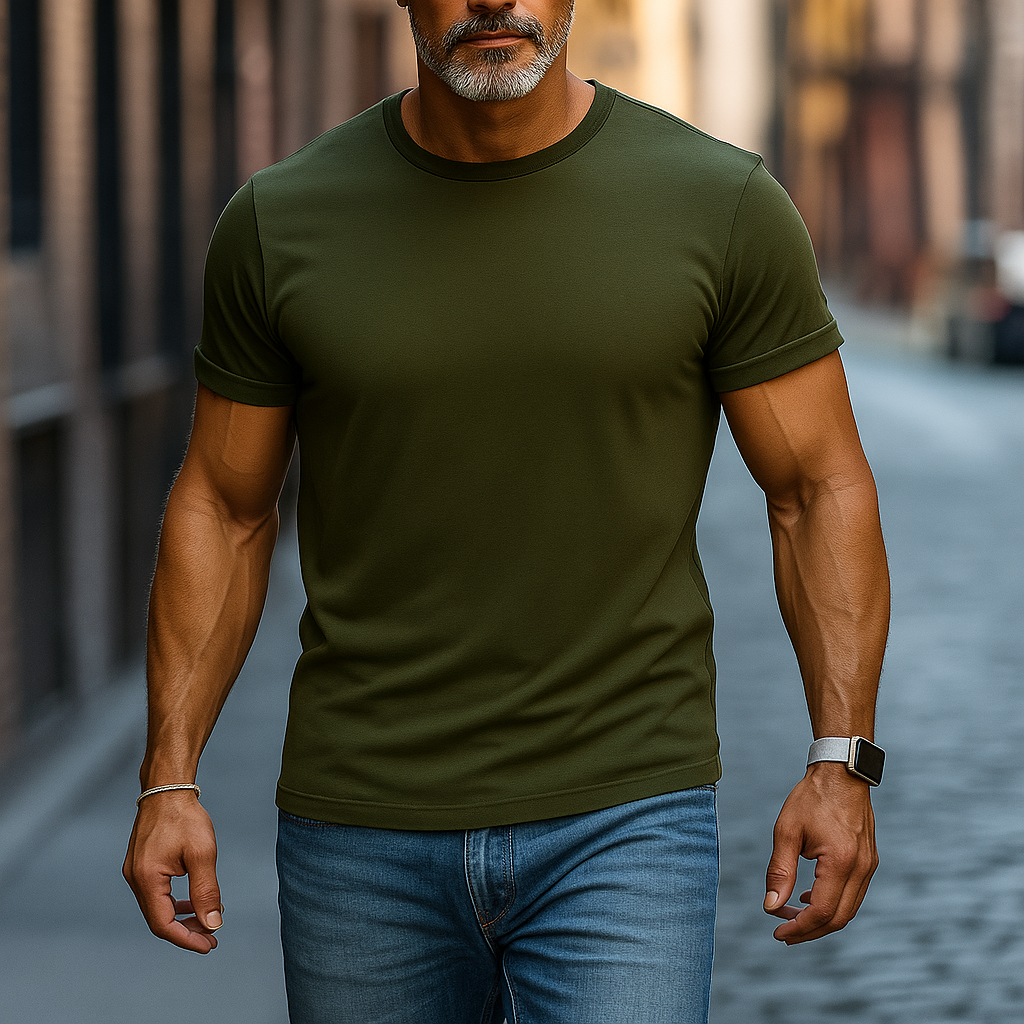 Men's Summer Basic Solid Color Cotton Short Sleeve T-Shirt MTA2169G1P