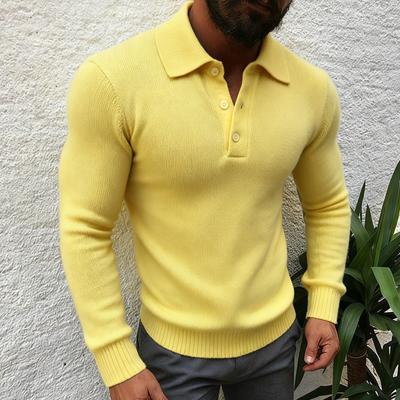 Men's Retro Casual Knitted Polo Sweater MTA1183K6TO