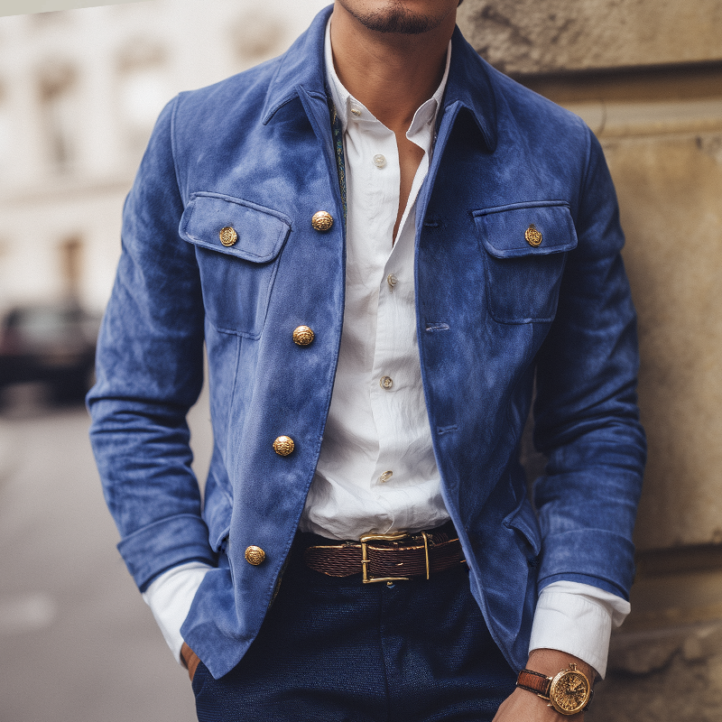 Men's Vintage Casual Suede Lapel Jacket MTA0482I6TO