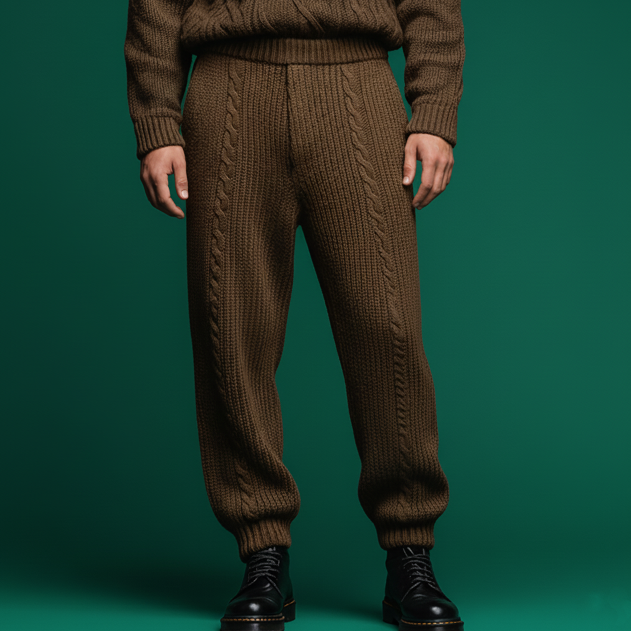 Men's Classic Casual Knitted Jacquard Elastic Waist Pants MTA0800K2K