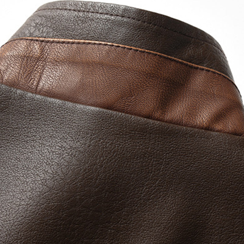 【Envío en 24 horas】Chaqueta bomber de cuero con doble cuello y manga larga con cremallera para hombre, estilo vintage, 26675178M