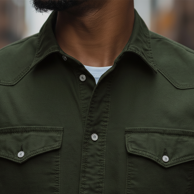 Men's Spring Fashion Twill 100% Cotton Long-Sleeve Shirt MTZ2247A3P