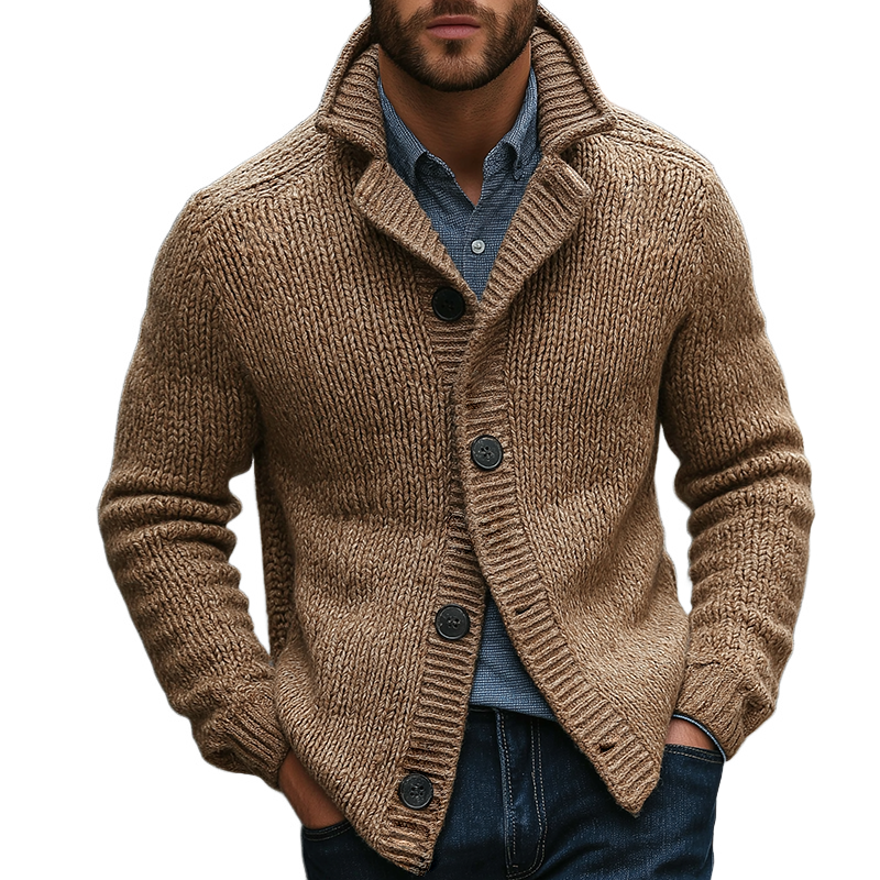 Men's Retro Casual Knitted Button-Down Lapel Cardigan MTA0810L4TO