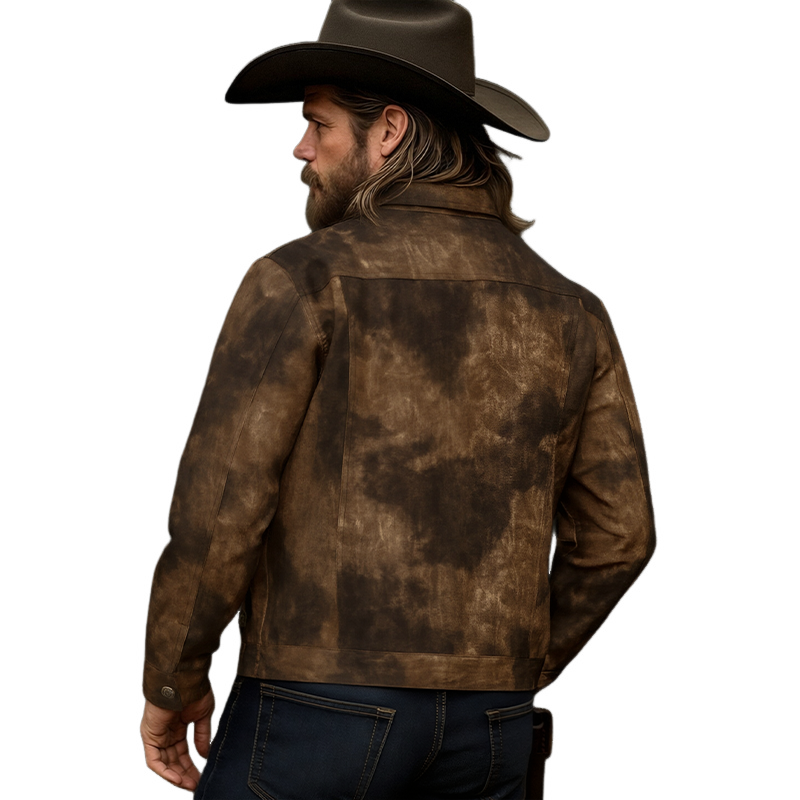 Men's Vintage Distressed PU Leather Lapel Jacket MTA2098H3X