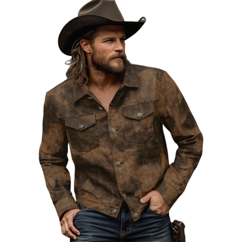 Men's Vintage Distressed PU Leather Lapel Jacket MTA2098H3X