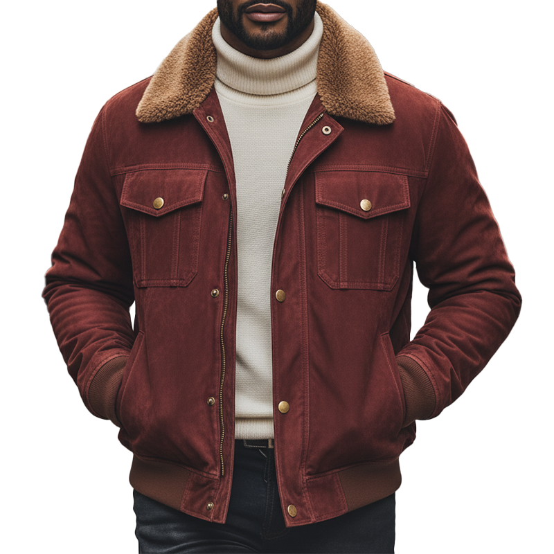 Men's Winter Retro Faux Suede Collar Jacket MTA0542K1P