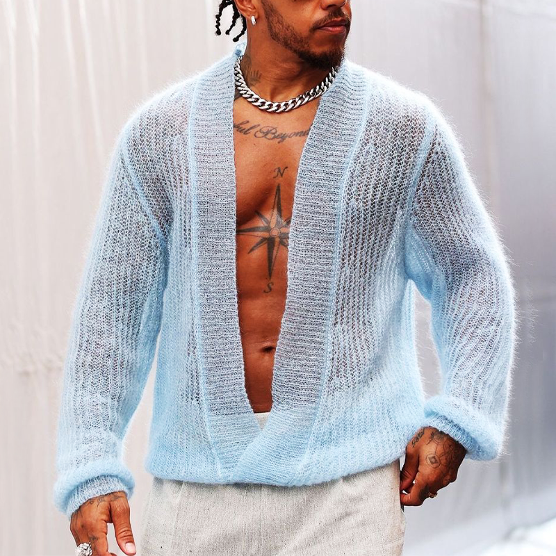 Men's Spring And Autumn Fashion Knitted Buttonless Cardigan MTA1530H7U