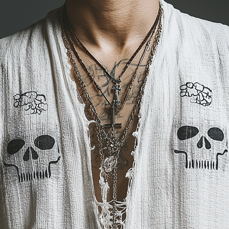 Men's Summer Fashion Printed Lace Decorated Waffle Tank Top MTA2664F7P