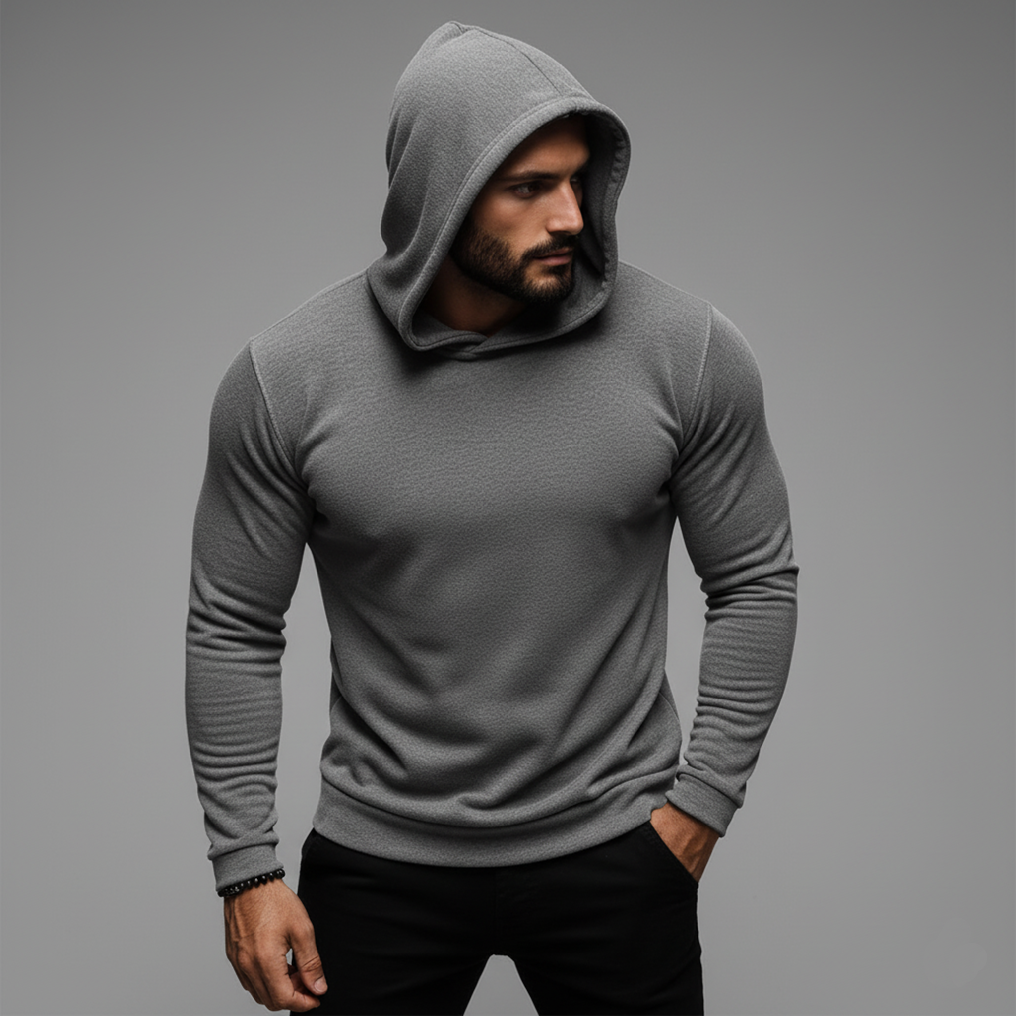 Men's Classic Casual Tough Guy Dralon Warm Skin-friendly Slim Hoodie MTA2323J2K
