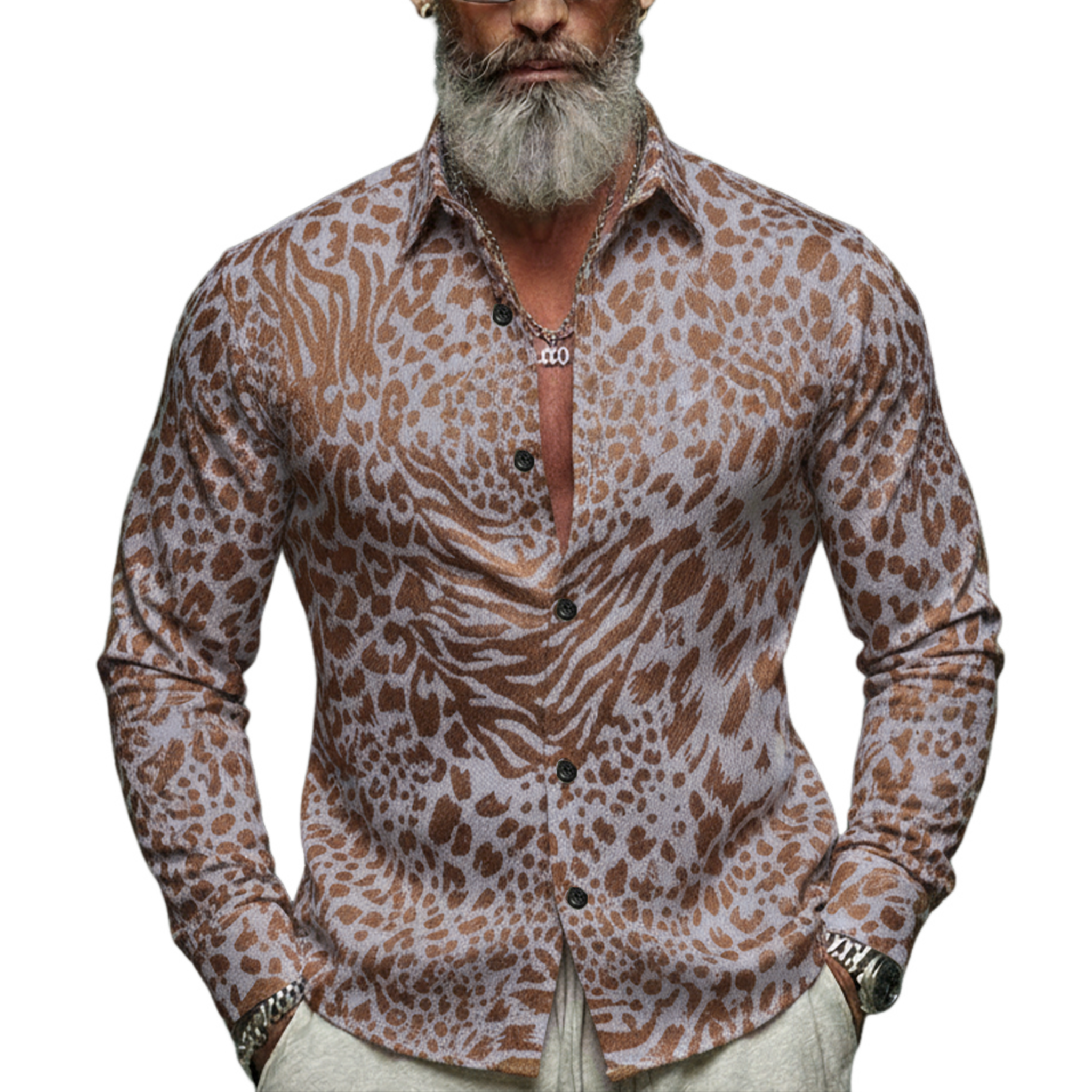 Men's Classic Vintage Blended Jacquard Long-sleeved Shirt MTA3057L9K
