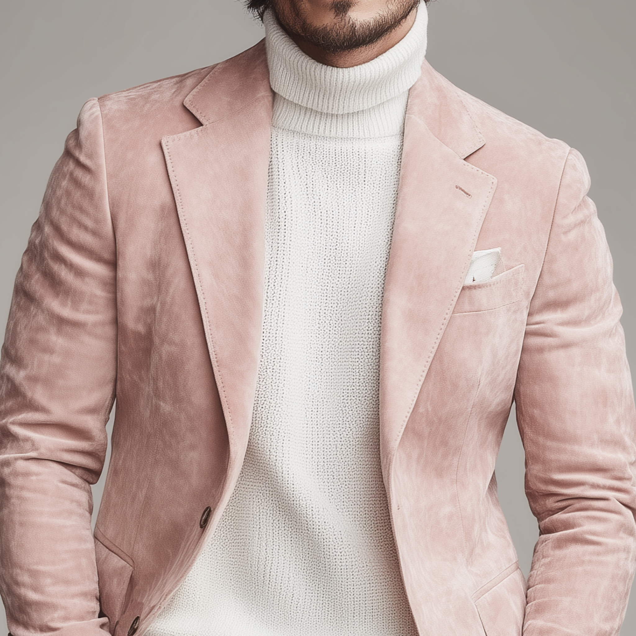Men's Classic Casual Single-breasted Slim-fit Pink Suede Blazer MTA1597I2K