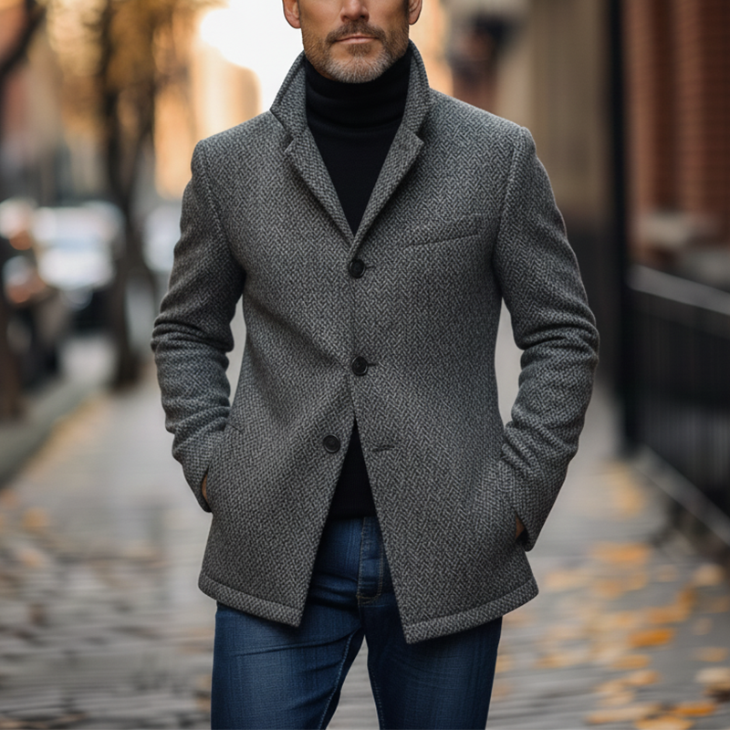 Men's Winter Retro Herringbone Faux Wool Jacket MTA0443K2P