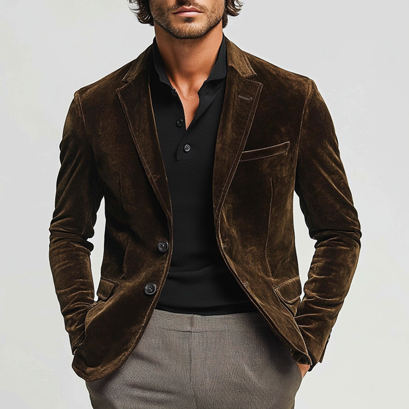 Men's Retro Velvet Slim Lapel Blazer MTA1553I8X