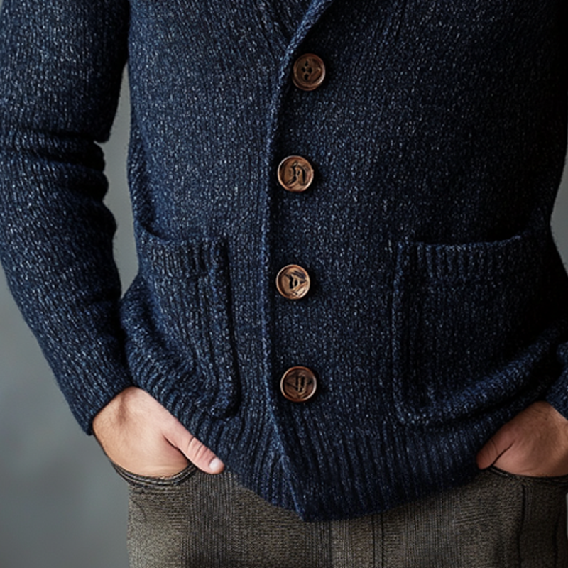 Men's Retro Stand Collar Button-Up Cardigan MTA0741K1X