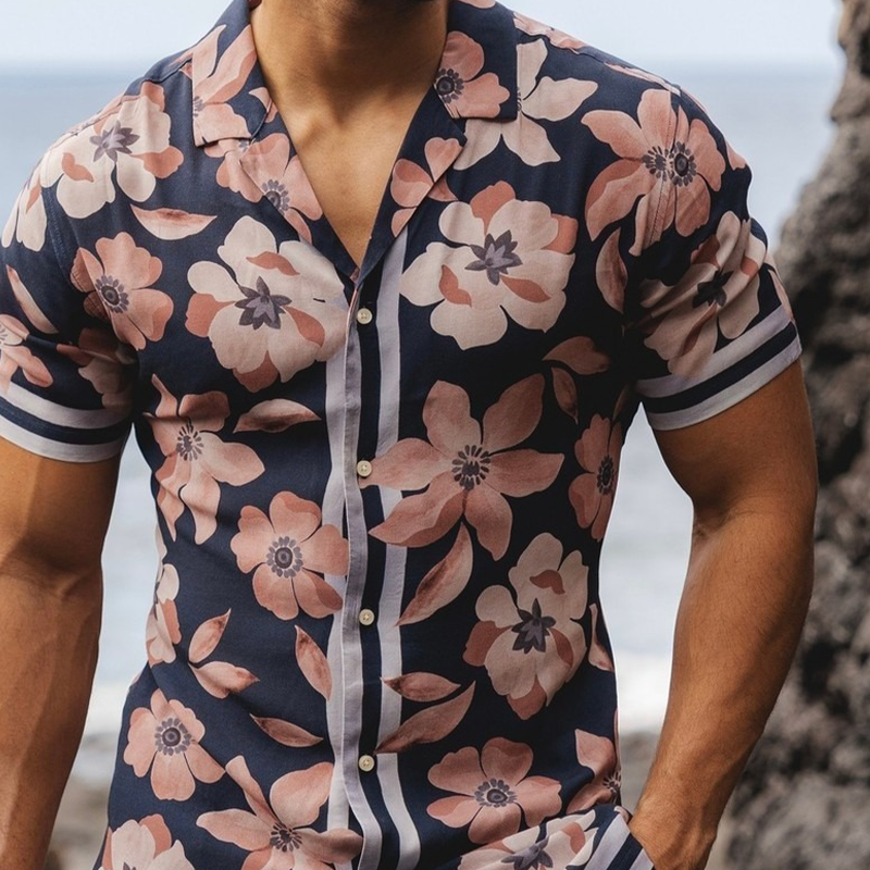 Men's Resort Floral Print Short Sleeve Shirt MTA0796G0X