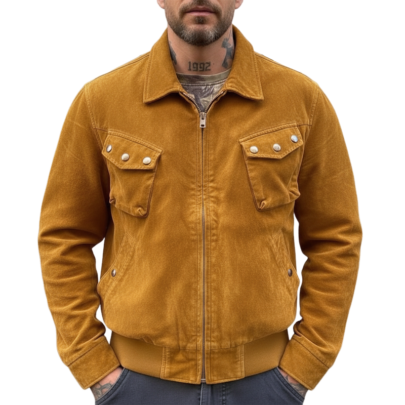 Men's Urban Faux Suede Collared Zip-up Jacket MTZ1563A6U