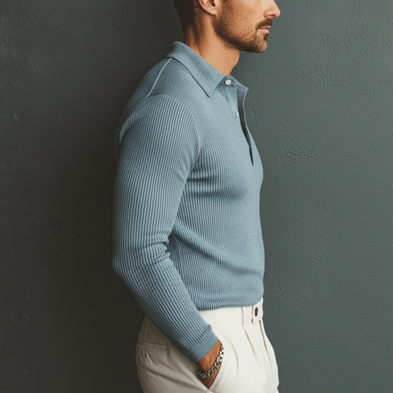 Men's Basic Business Slim Fit Stretch Polo Collar Sweater MTA2950J1U