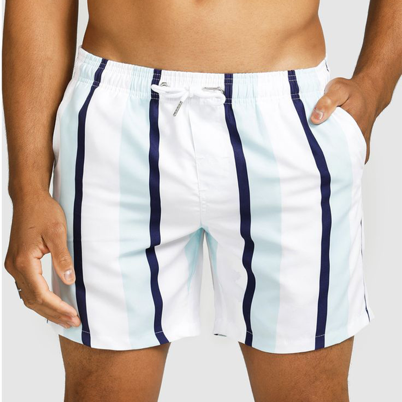 Men's Summer Classic Colorblock Striped Elastic Casual Shorts MTA1831G8U