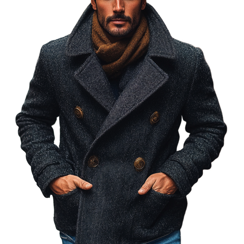 Men's Retro Blend Lapel Double-Breasted Jacket MTA0595K4X