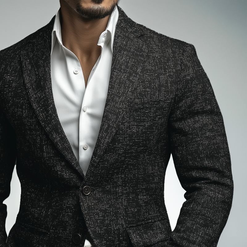 Men's Vintage Tweed Notch Lapel Two Buttons Casual Blazer MTA2918H3Z
