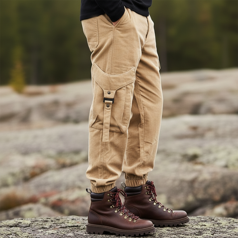 Men's Urban Light Khaki Corduroy Elastic Waist Pants MTA1503K3U