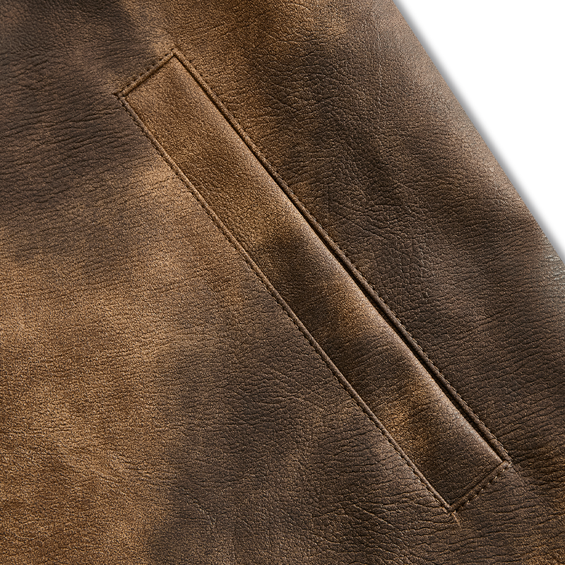 Men's Vintage Distressed PU Leather Lapel Jacket MTA2098H3X