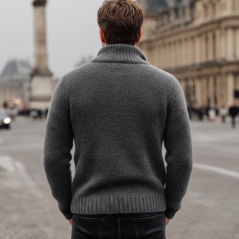 Men's Classic Dark Grey V-Neck Pullover Sweater MTA1708J1U