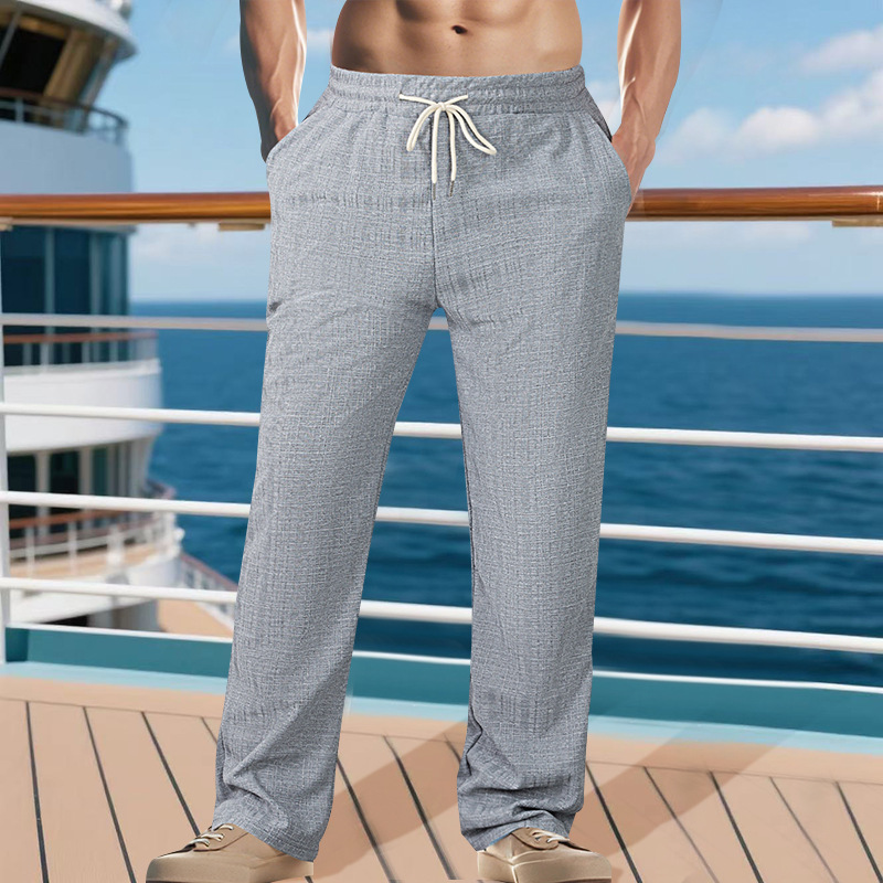 Men's Textured Drawstring Solid Color Casual Pants MTA1192F2X