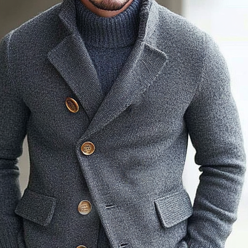Men's Solid Color Casual Knitted Lapel Cardigan MTA0116I6X