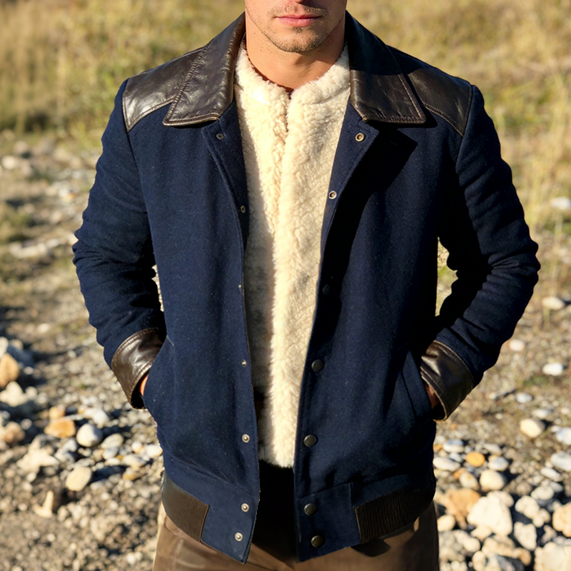 Men's Retro Casual PU Button Jacket MTA1241L7TO