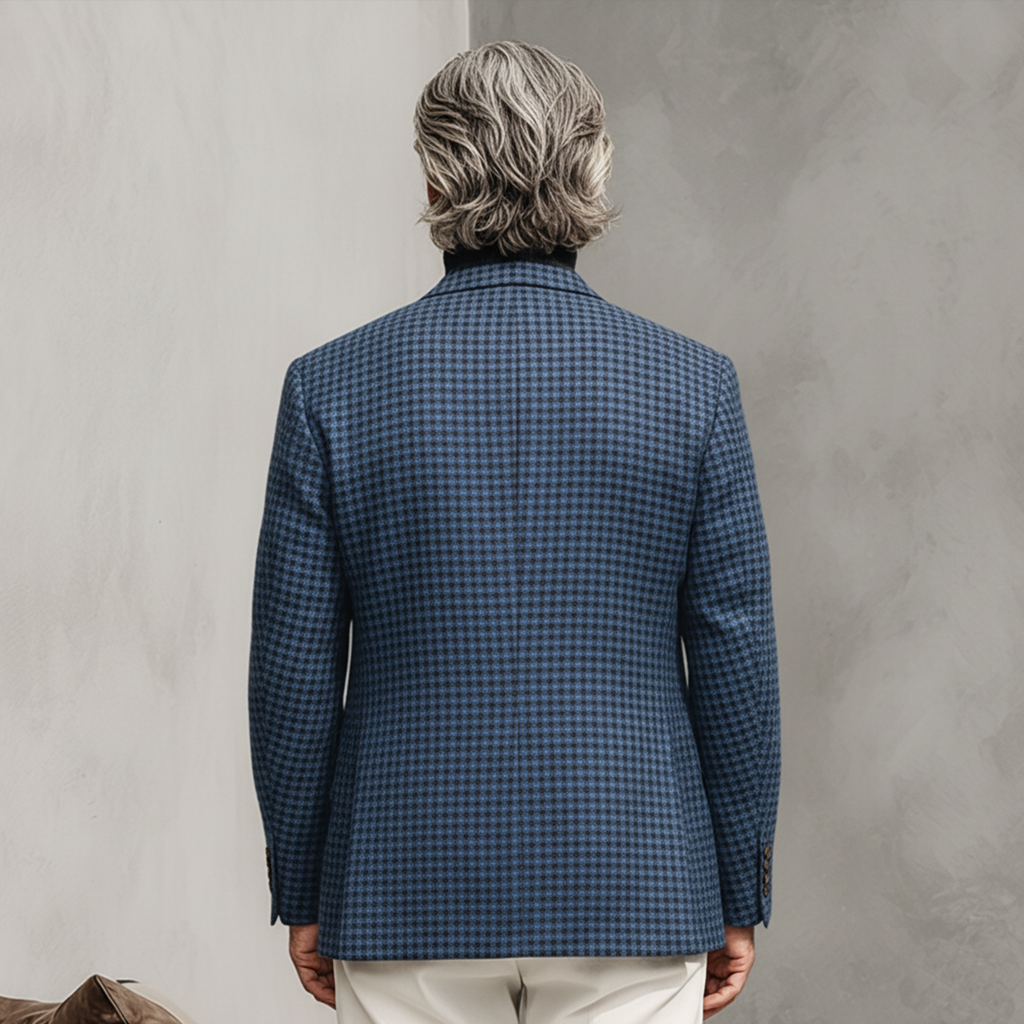 Men's Classic Retro Faux Houndstooth Wool Single-breasted Blazer MTA1186K6K