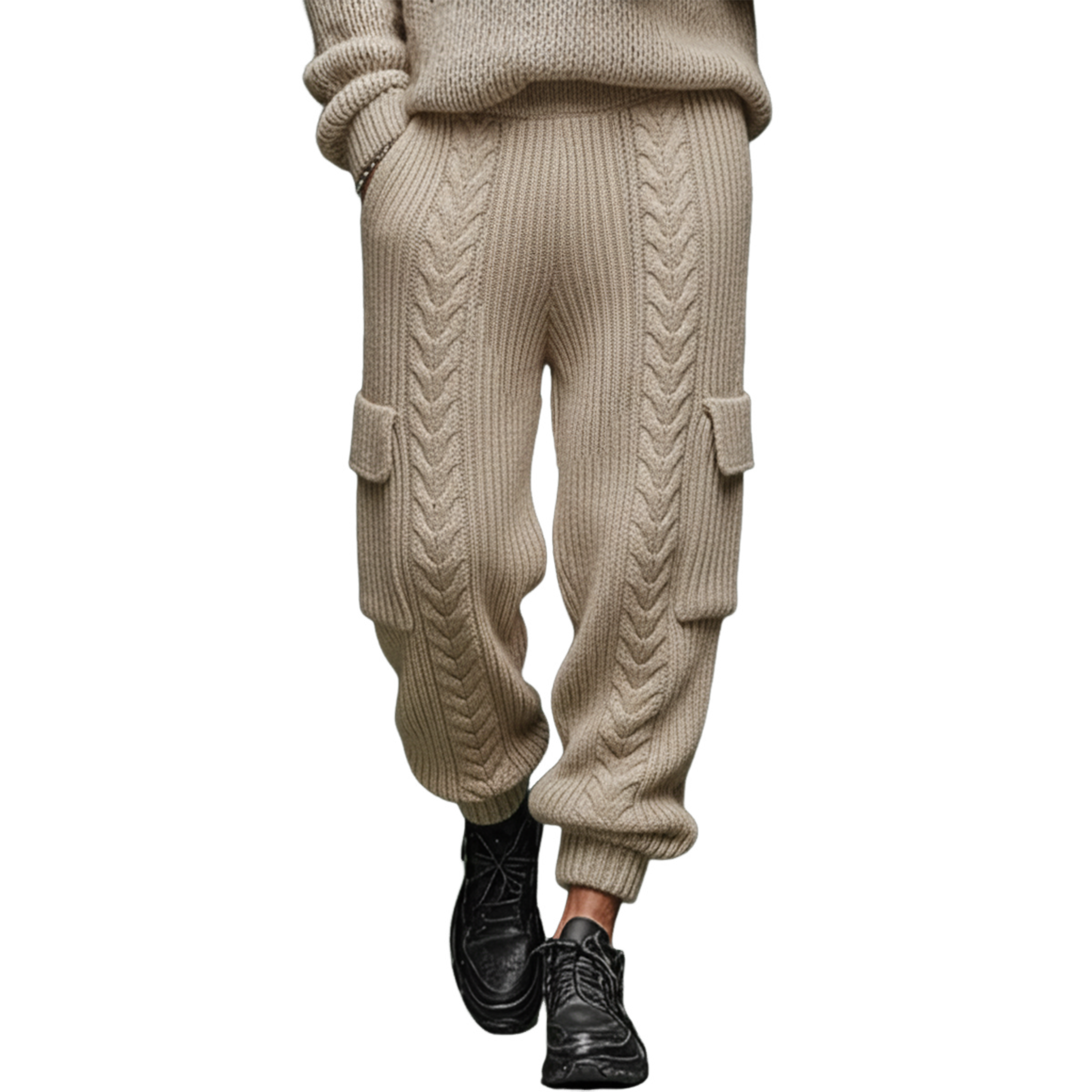 Men's Classic Jacquard Knit Elastic Waist Casual Pants MTA3082J8K