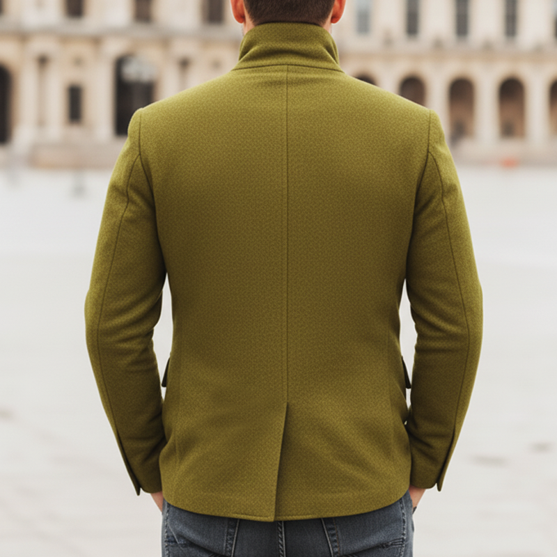 Men's Classic Business Stand Collar Faux Wool Slim Fit Jacket MTA2010L3U