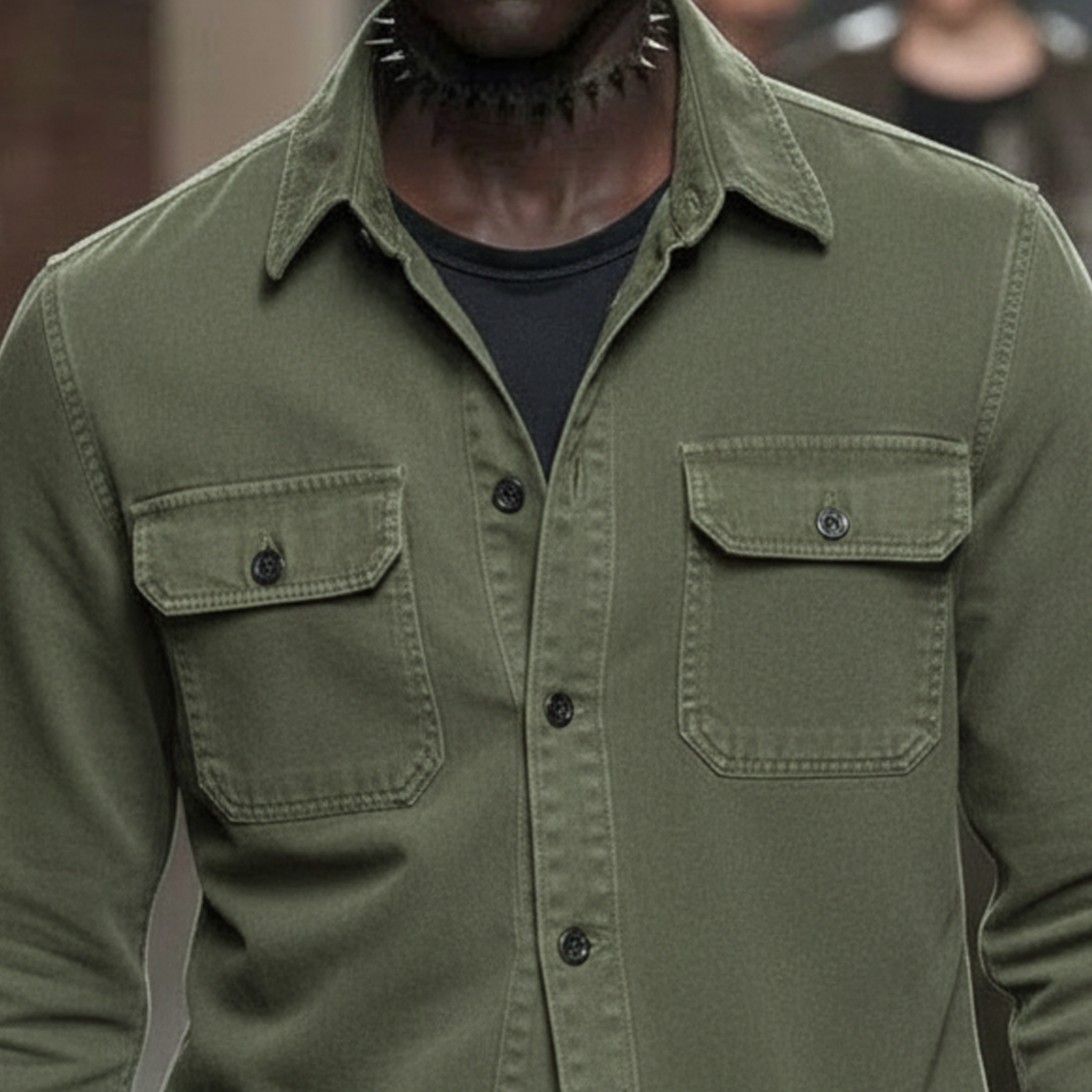 Men's Classic Casual Washed Cotton Blend Long-sleeved Shirt MTA3076L1K