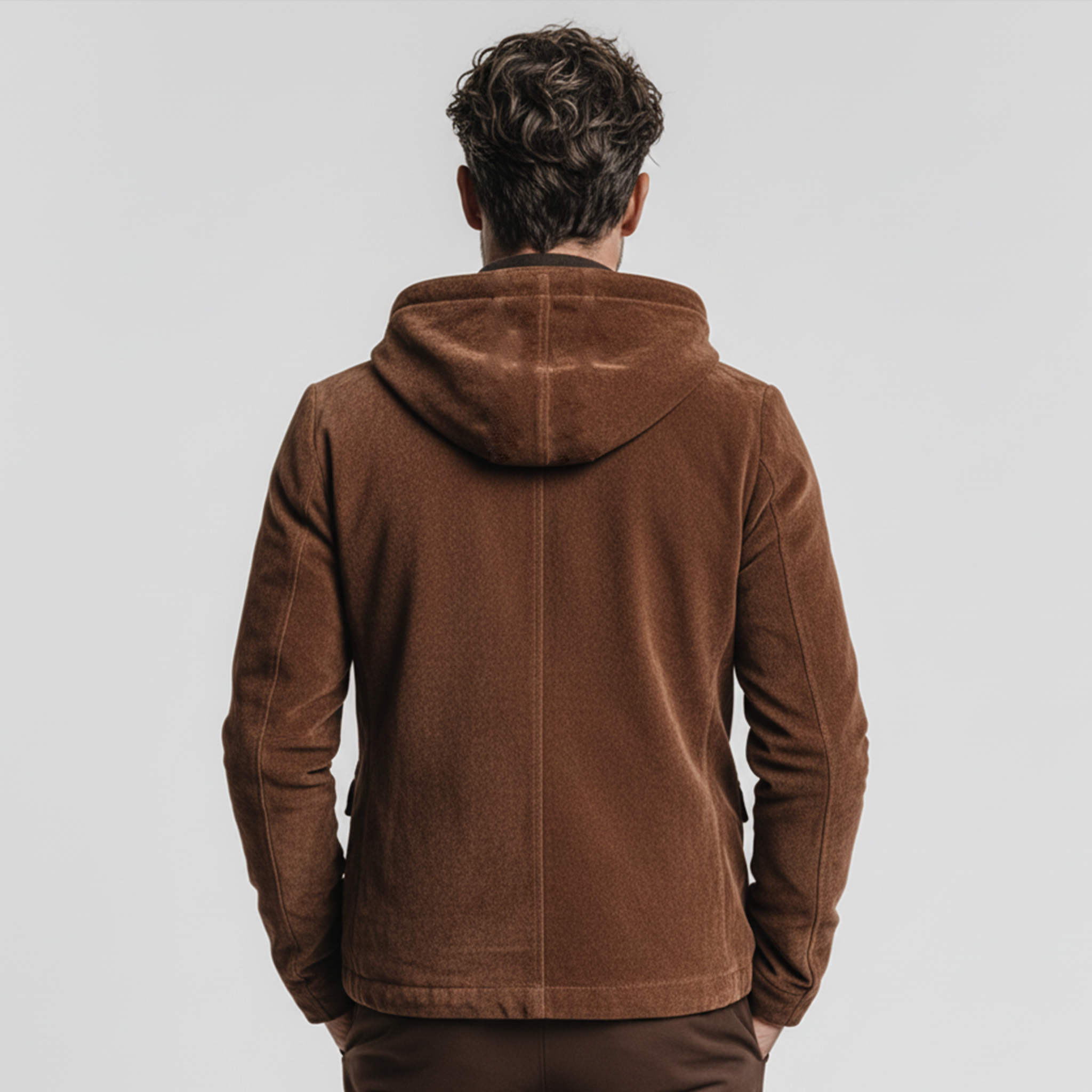 Men's Classic Casual Hooded Faux Suede Single-Breasted Jacket MTA1536K1K