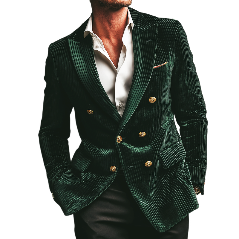 Men's Retro Casual Velvet Ribbed Blazer MTA1261K8TO