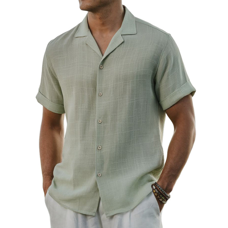 Men's Summer Basic Texture Short Sleeve Shirt MTA0676E7U