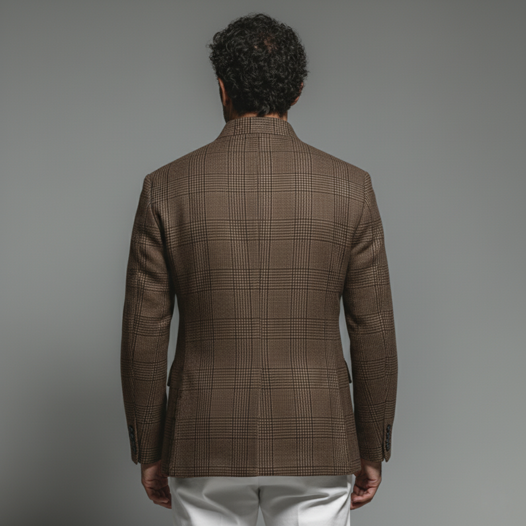 Men's Classic Vintage Stand-collar Houndstooth Blend Multi-pocket Jacket MTA1624L3K