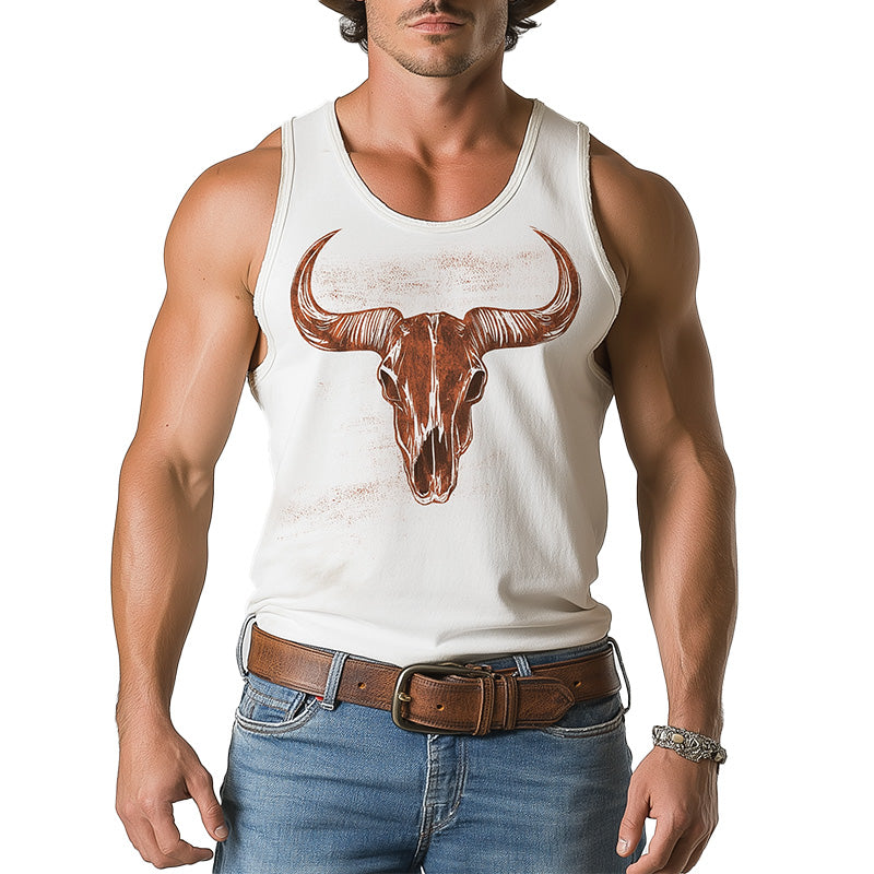 Men's Summer Western Denim Printed Cotton Blended Tank Top MTA2955D9P