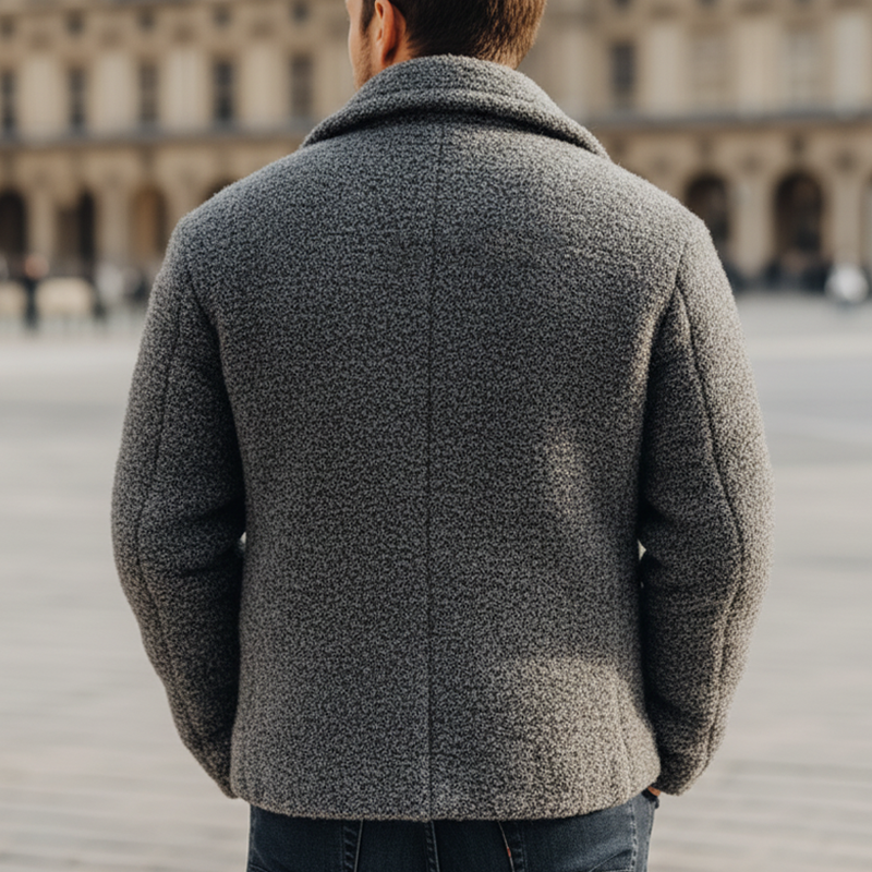 Men's Winter Urban Gray Warm Faux Lambskin Button Jacket MTA1766K1U